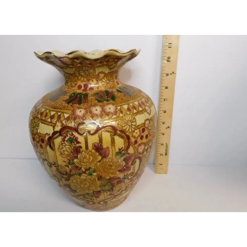 Vintage Oriental Hand-Painted Porcelain Vase